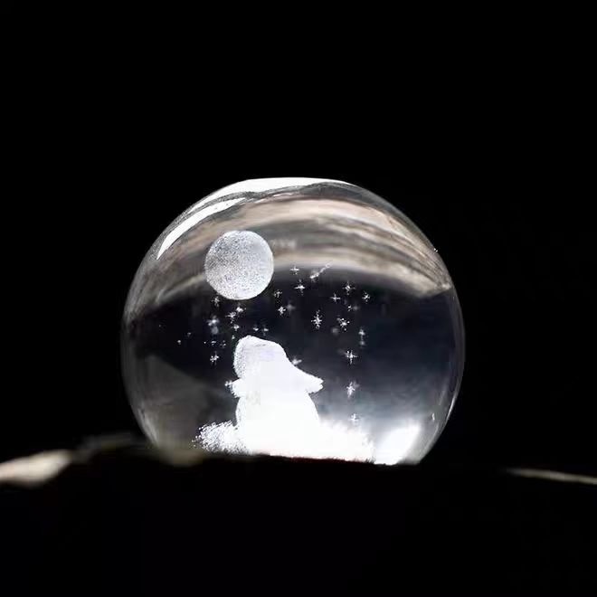 水晶球玉兔盖置水晶球玉兔盖置