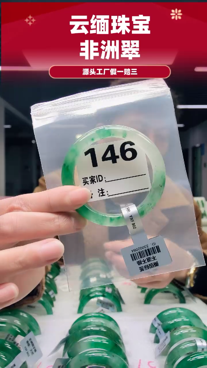 未镶嵌手镯石英质玉（非洲翠）54圈口146