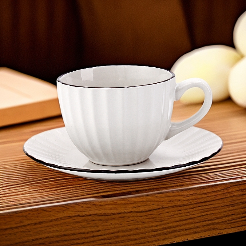 陶瓷贝壳系列象牙白咖啡杯碟奶杯纯色下午茶