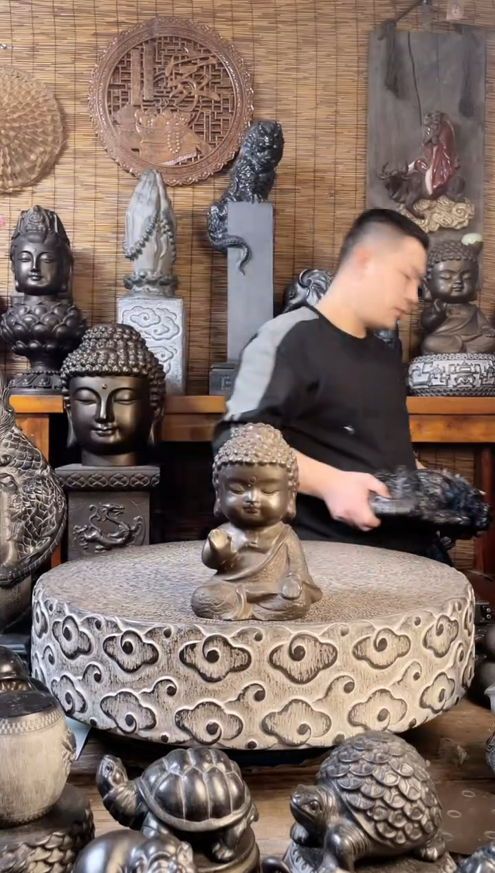 【闪购商品】20宝宝佛+莲花座天然青石雕刻