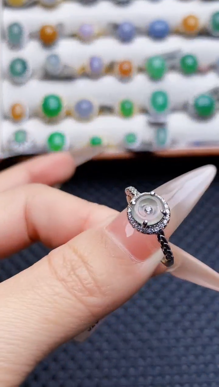 银S925镶嵌戒指翡翠1487