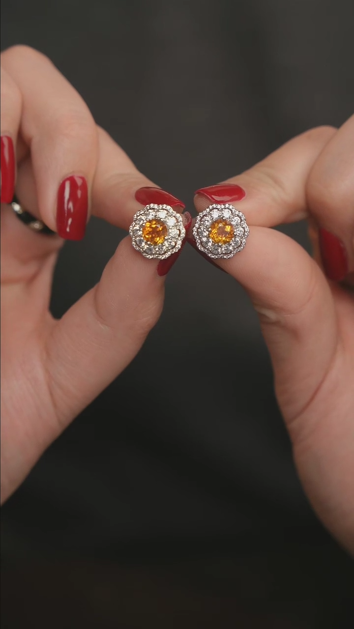 【闪购商品】黄晶颈饰银S925镶嵌黄晶耳钉