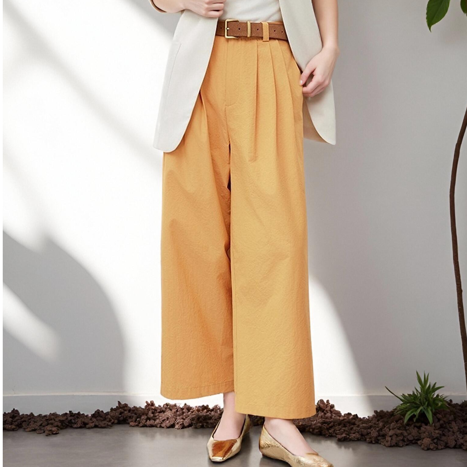 梅川三号休闲裤【零压系列】皱感阔腿裤