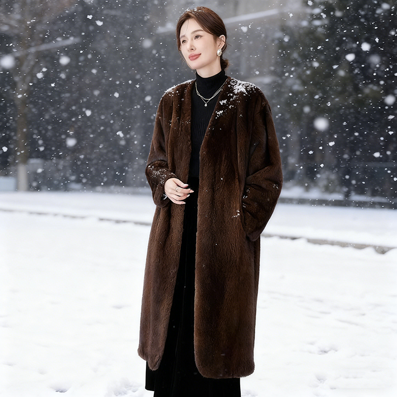 水貂皮大衣女半抽刀紫金天鹅绒短二水貂毛裘皮整貂海宁皮草外套