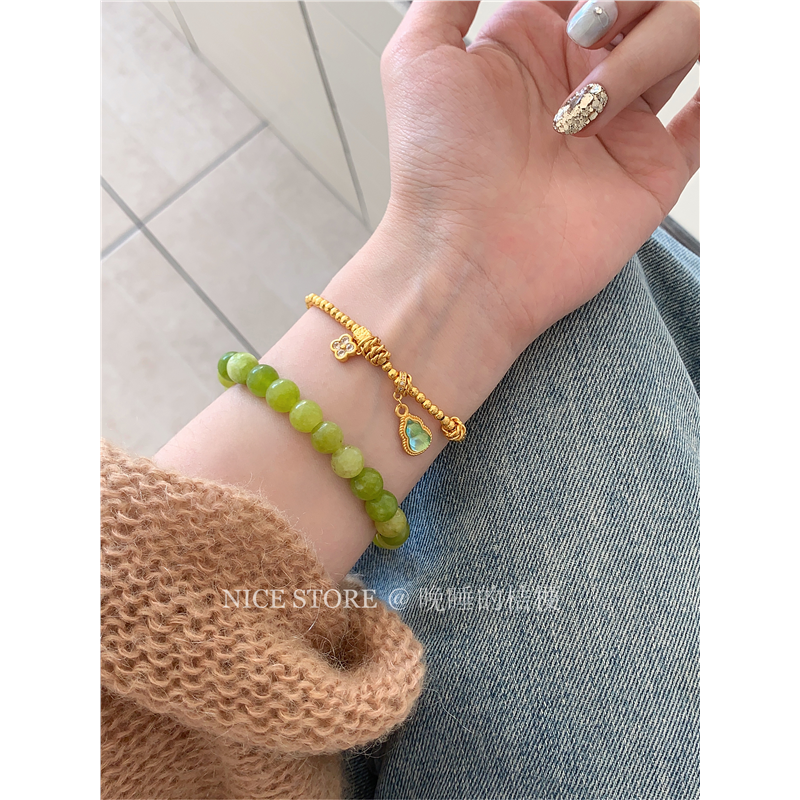 合金手链 晚睡的桔梗「运青」新中式复古盘缠葫芦手串福禄转运珠