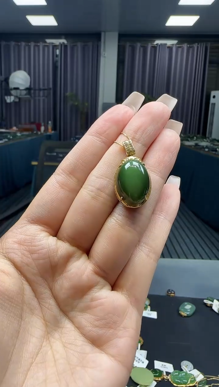 和田玉银S925镶嵌挂件1