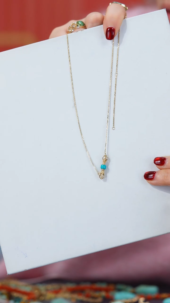 【闪购商品】绿松石项链18K金镶嵌1