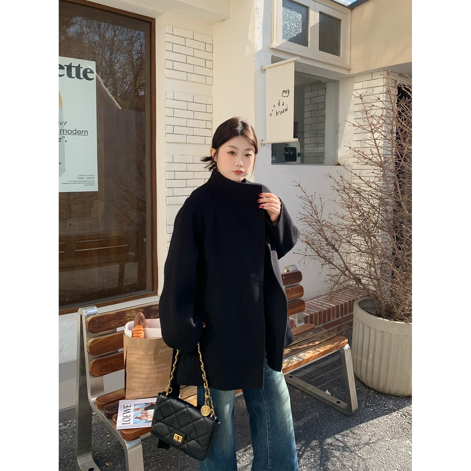 裂渡宣宣【灵感缔造者】气质短款双面呢女冬百搭显瘦羊毛大衣ZY3758