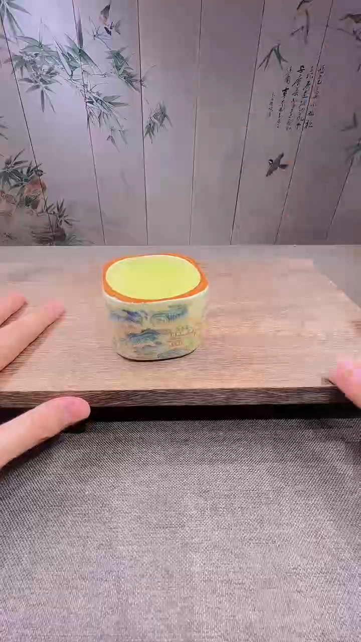 @微光茶器江山汝窑四方杯G1735