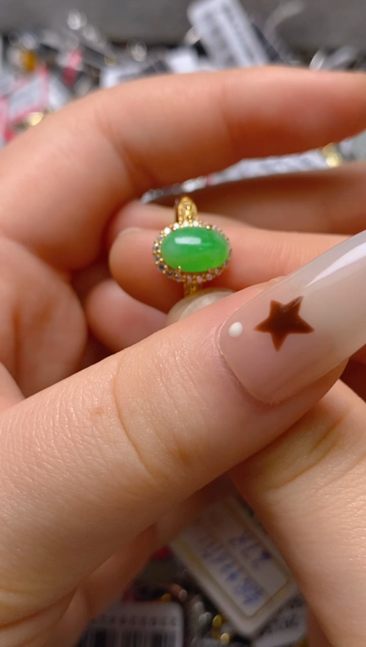 银S925镶嵌戒指翡翠百内无证书