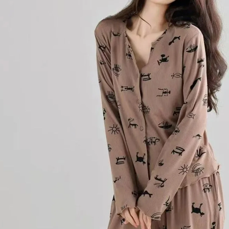 2025春秋季新款睡衣女长袖休闲女士减龄舒适可外穿睡衣家居服套装
