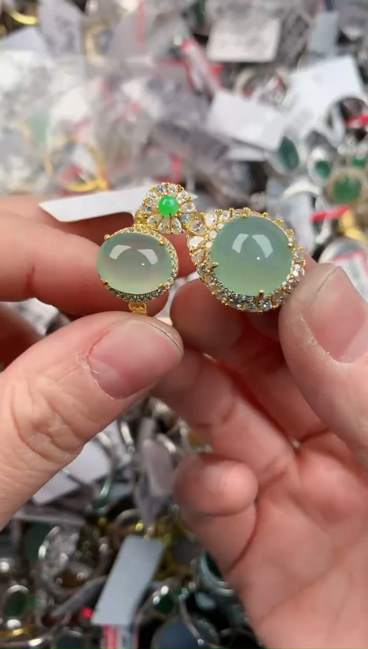 银S925镶嵌戒指翡翠10               7