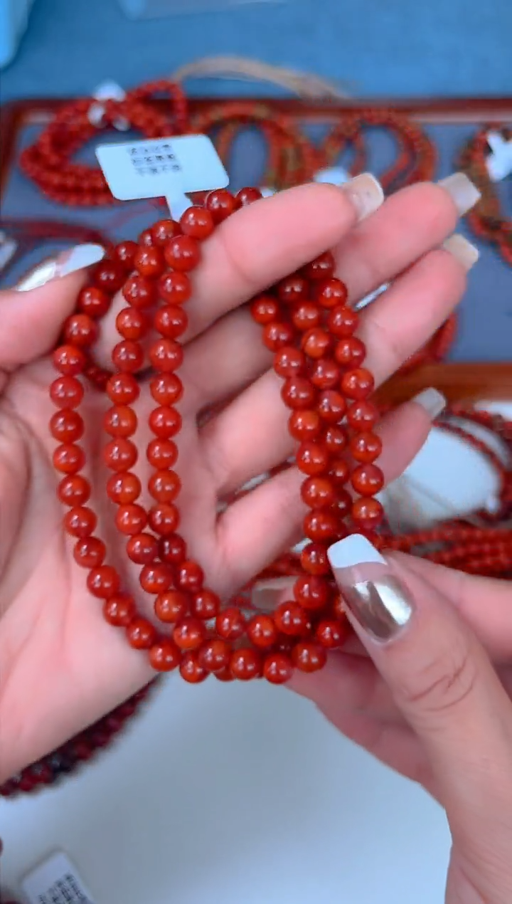 手链未镶嵌南红玛瑙6mm瓦西玫锦火焰多圈多手A07