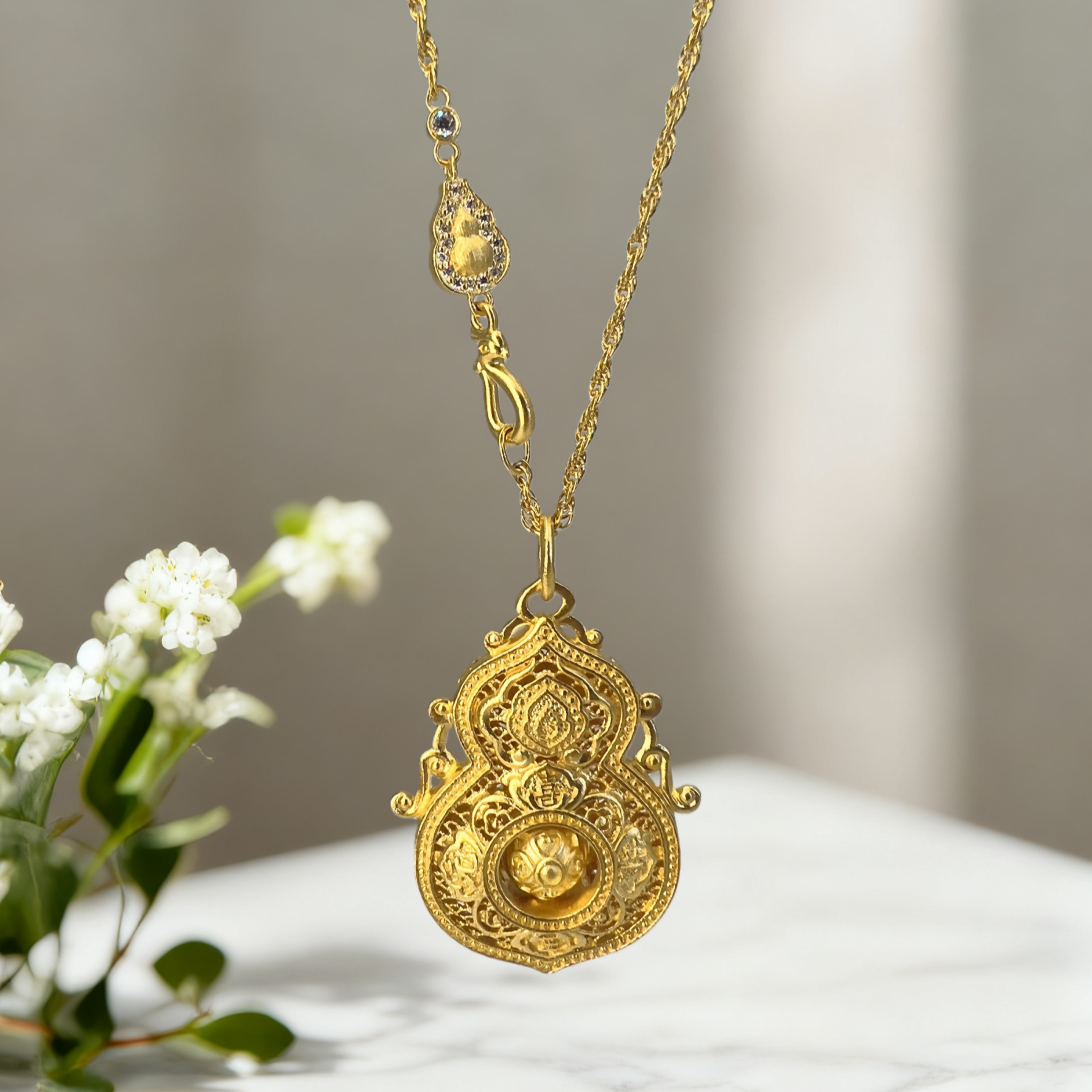 吊坠足银莫桑石 足银镀金【人生四美葫芦】女款传承国风美感吊坠