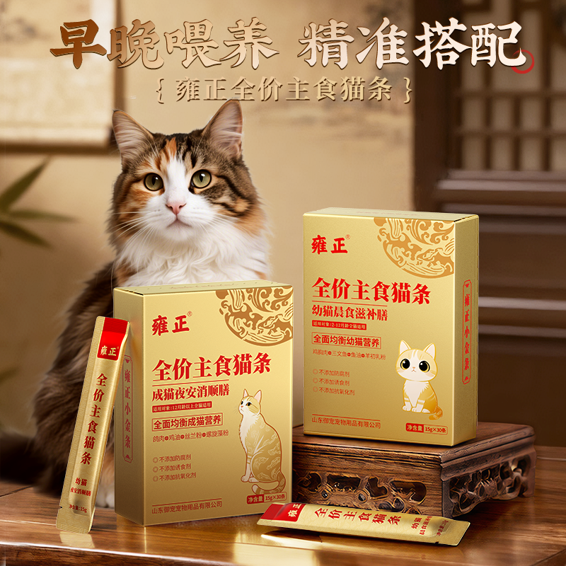 【幼猫】雍正日夜御膳主食猫条低敏营养易消化长肉发腮85%高肉添加