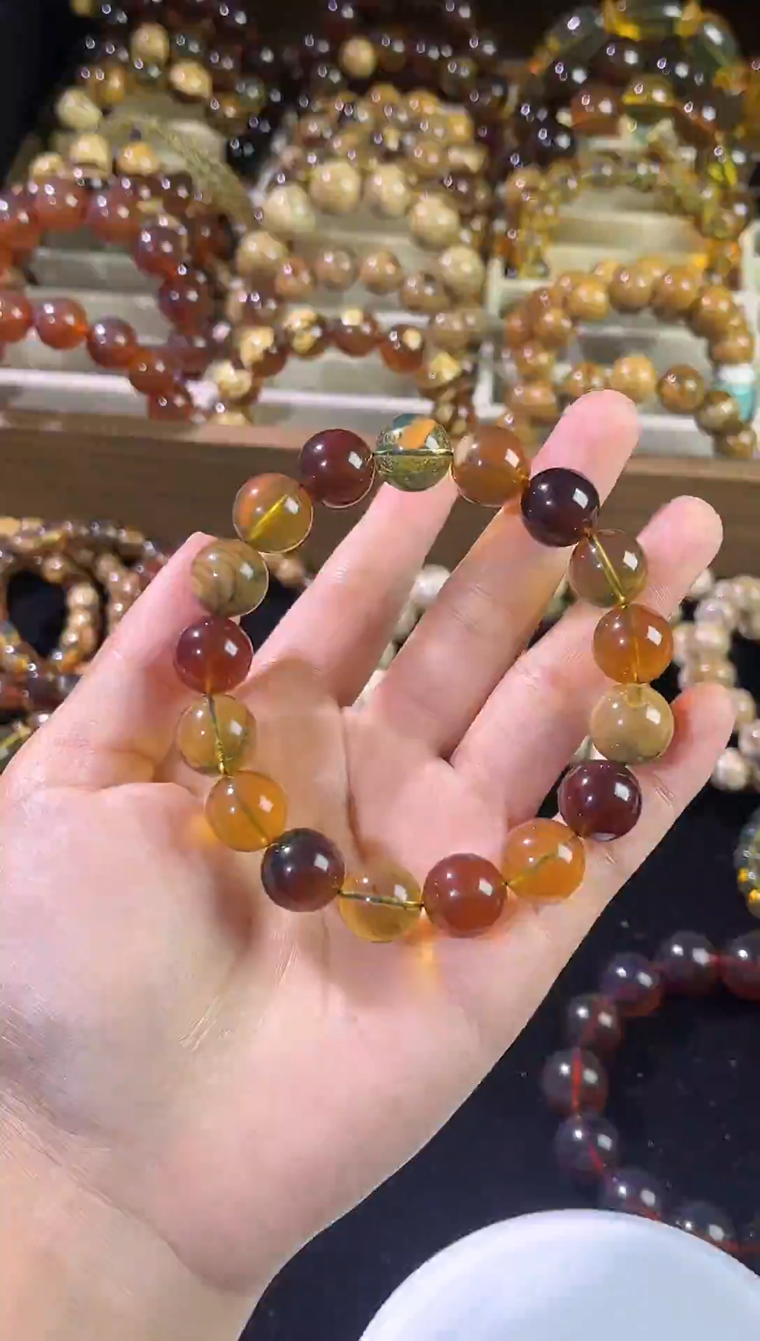 琥珀颈饰未镶嵌精品12+mm多宝手串18.8g