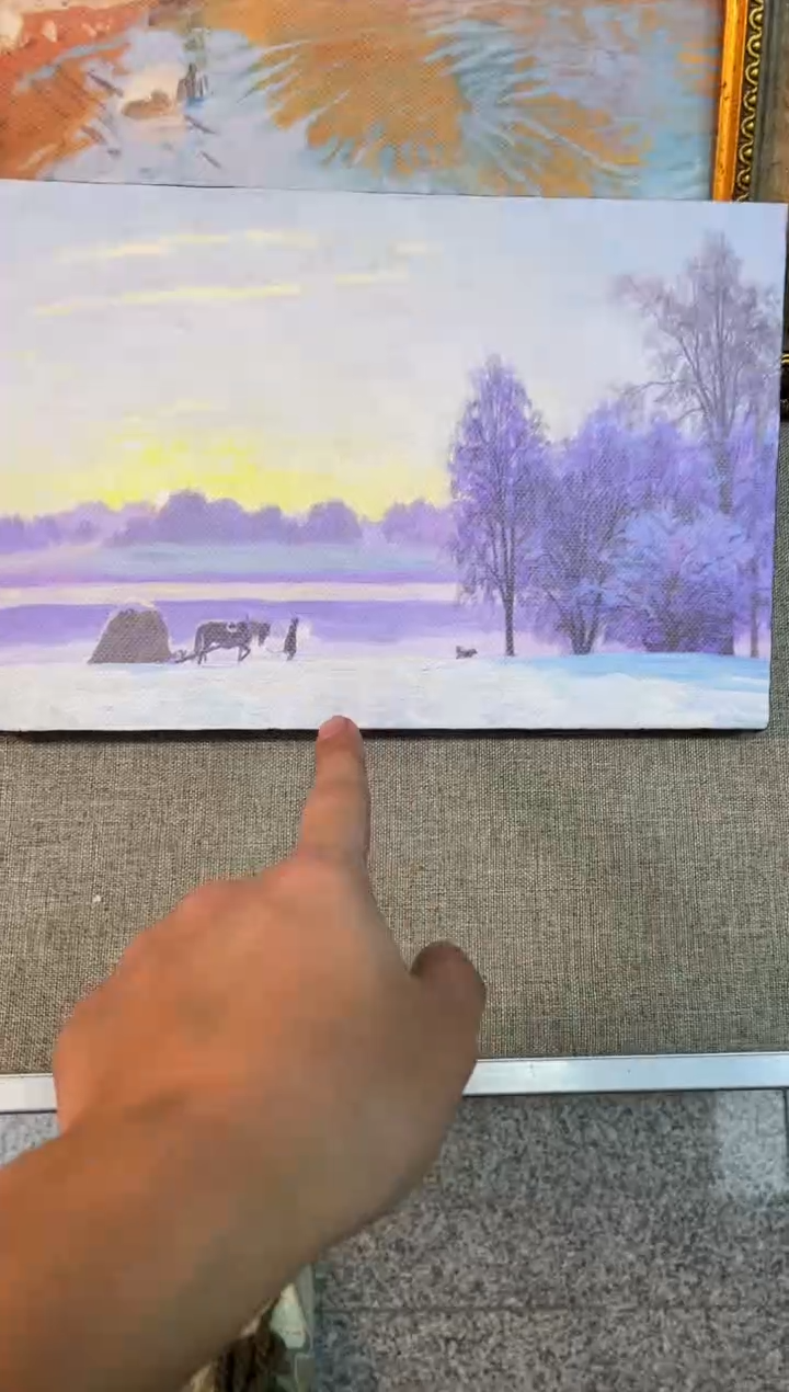 俄美协画家原创油画20*30 内框