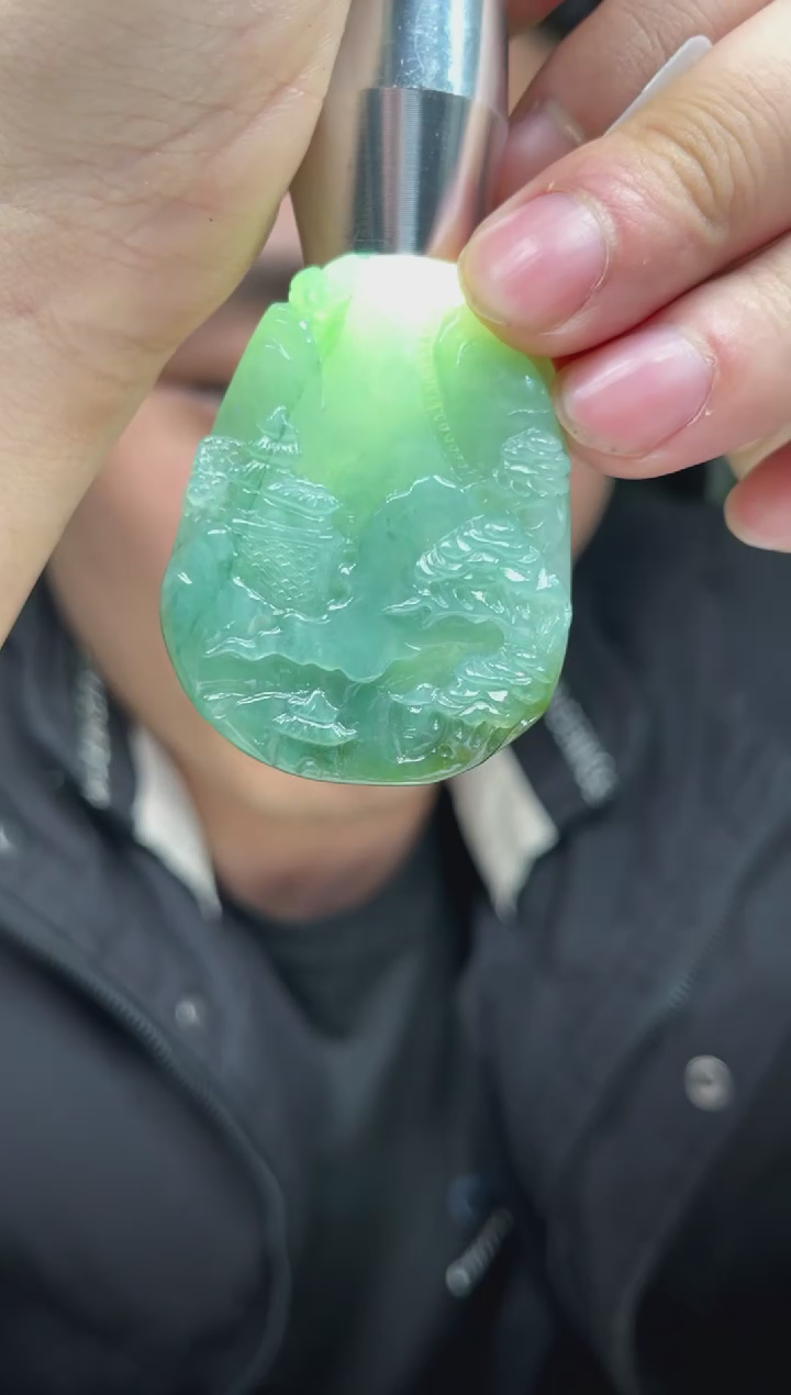 【闪购商品】翡翠颈饰未镶嵌天然翡翠(多样性发)山水