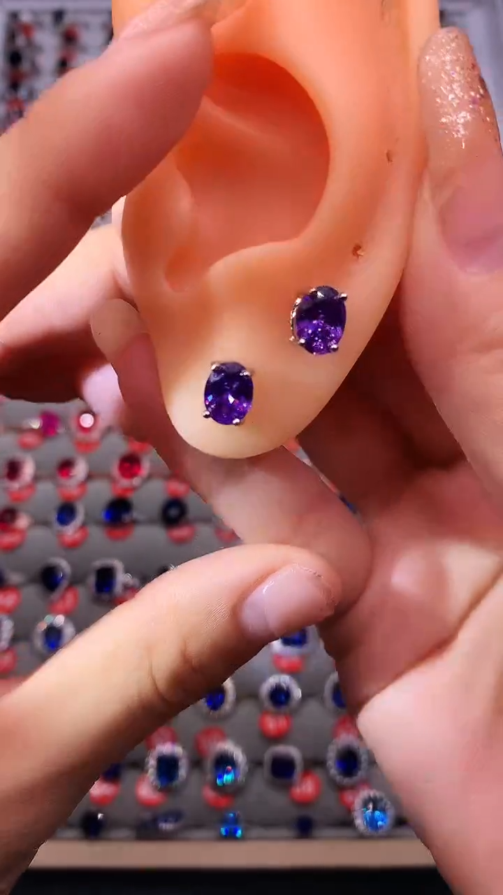 【闪购商品】紫晶耳饰银S925镶嵌686868