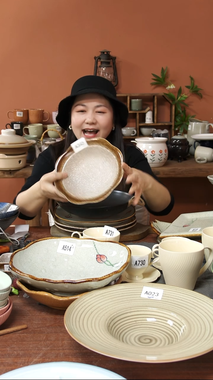 陶瓷A345 一个陶瓷粗陶花边碗8寸可能微20*5