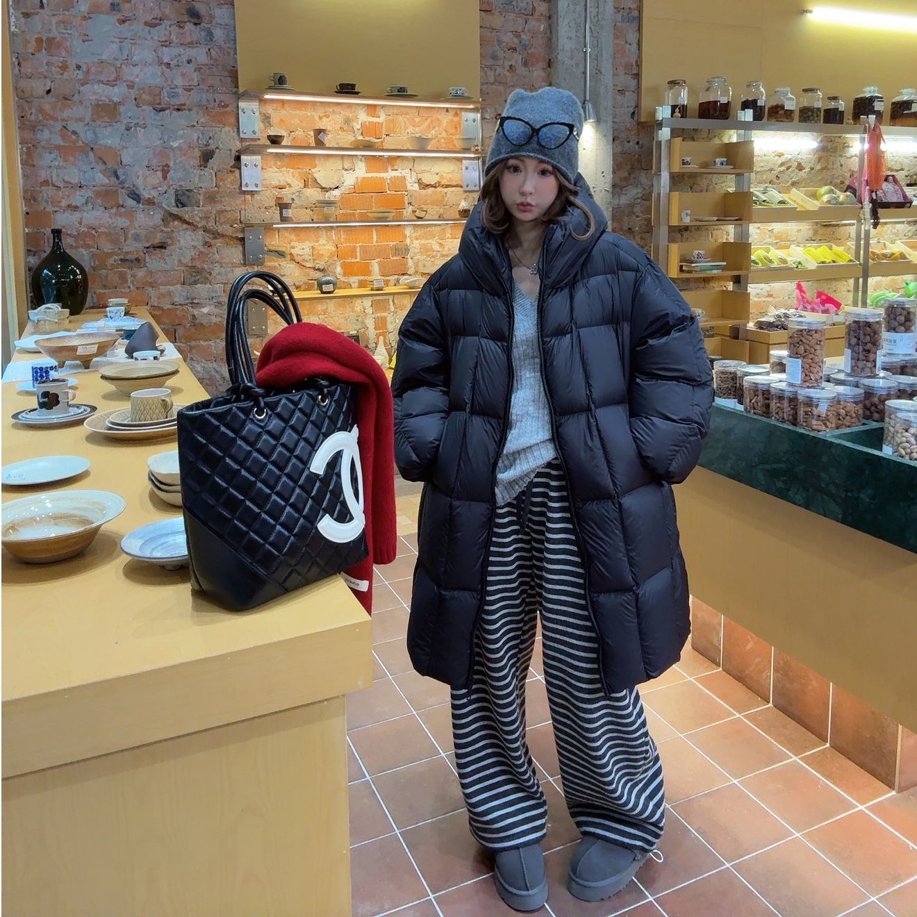 XIAOY家自制冬季新品90白鸭绒防风保暖花苞帽中长款羽绒服