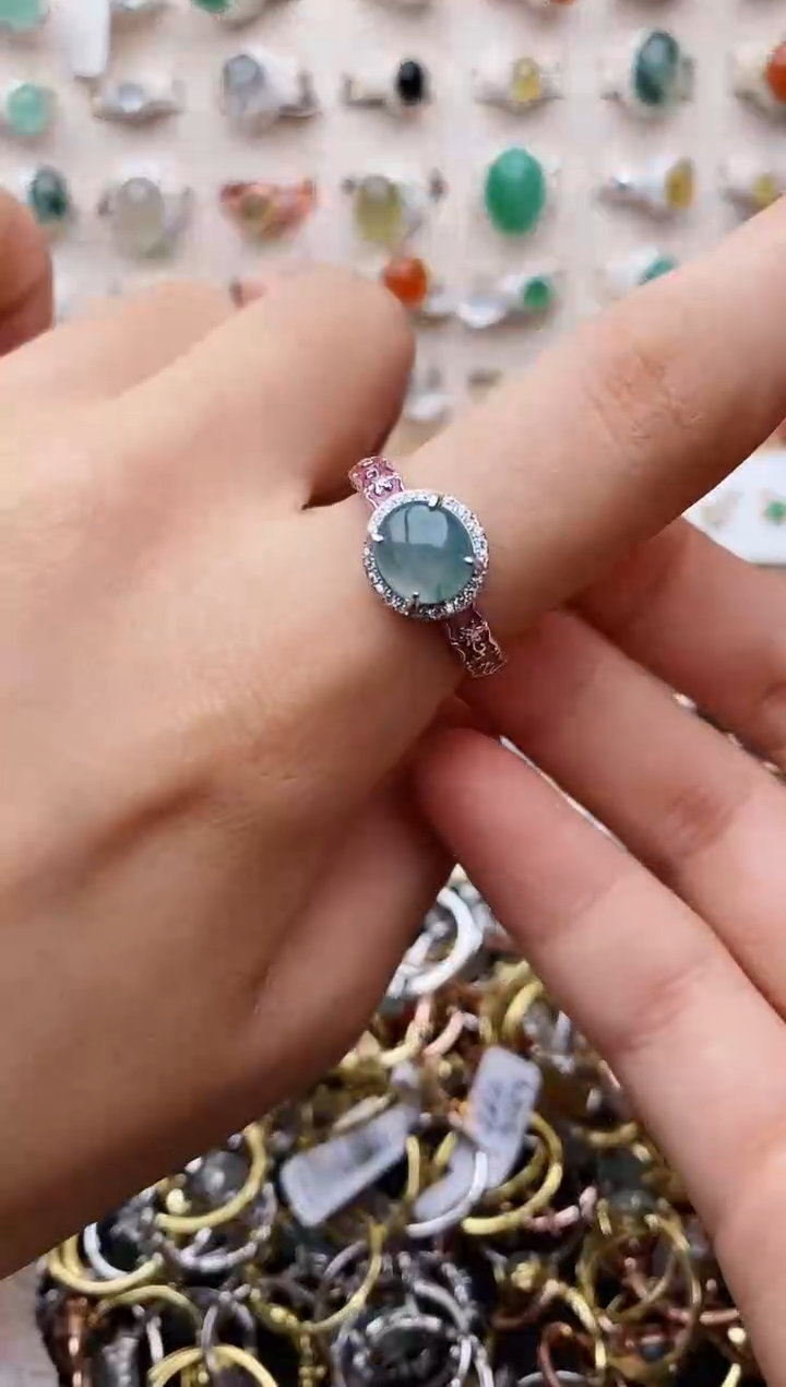 【闪购商品】翡翠戒指银S925镶嵌缅甸翡翠