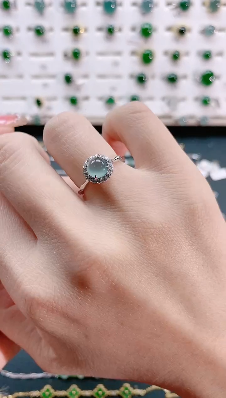 【闪购商品】翡翠戒指银S925镶嵌天然翡翠