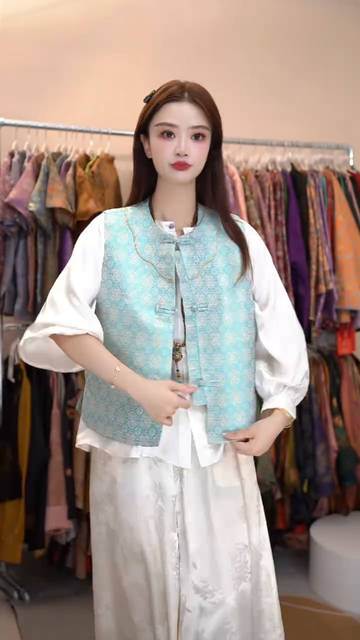 君子纤真丝宋锦蜀锦马甲非遗新中式