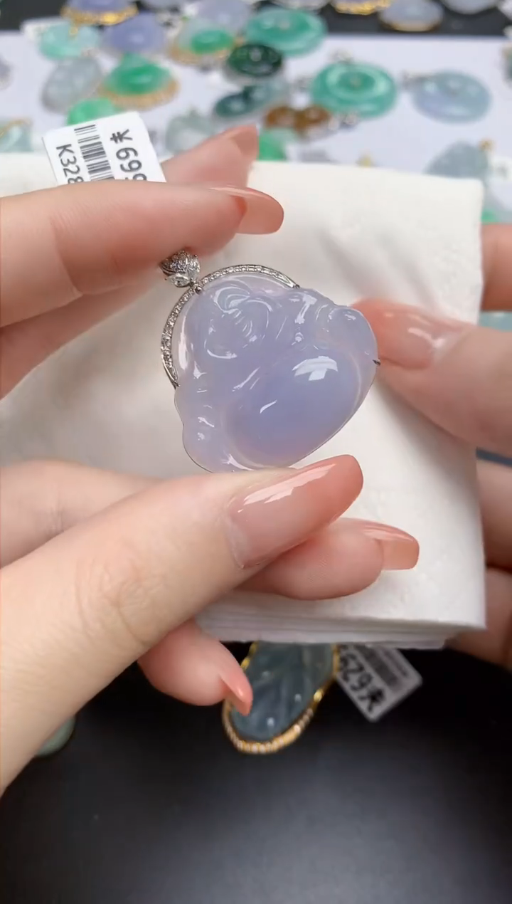 【闪购商品】翡翠颈饰18K金镶嵌天然缅甸翡翠A货