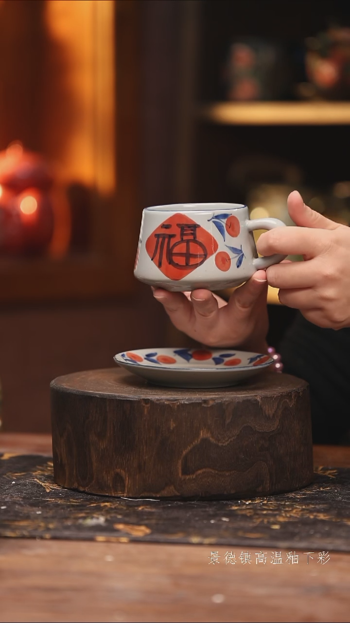 玻璃景德镇高温釉下手绘陶瓷@L285@