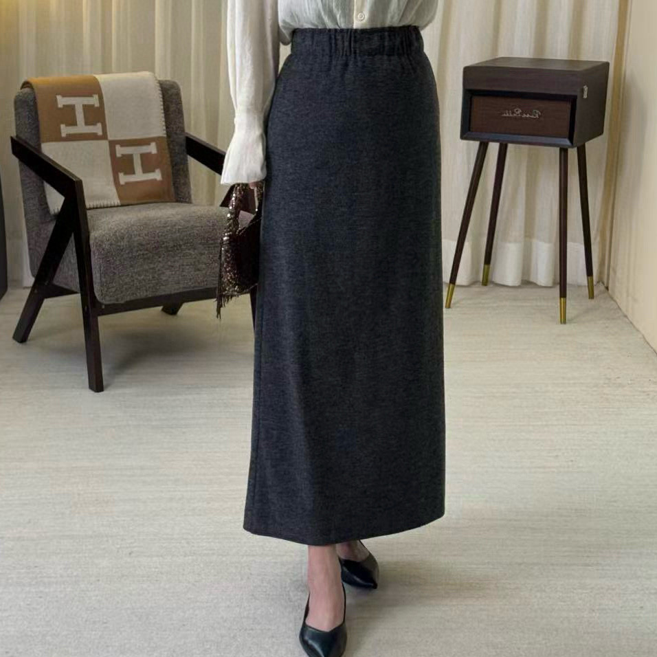[WJ专属] 新款 法式高奢优雅老钱极简慵懒风羊毛半裙2073