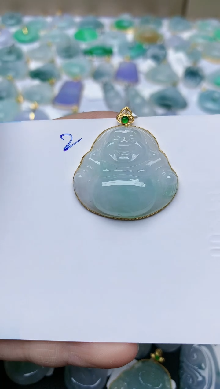 【闪购商品】翡翠颈饰18K金镶嵌天然翡翠A货    