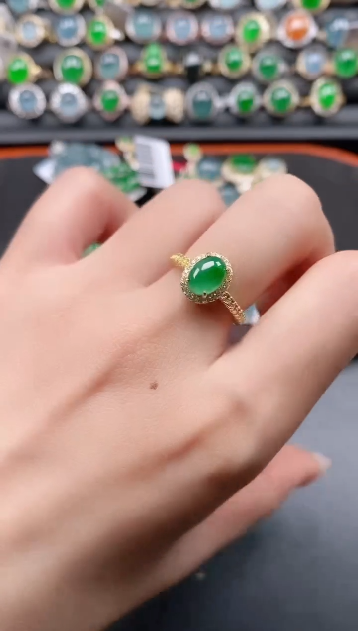 银S925镶嵌戒指翡翠111