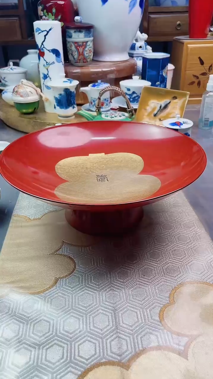 【闪购商品】盘日产金箔高足果子钵