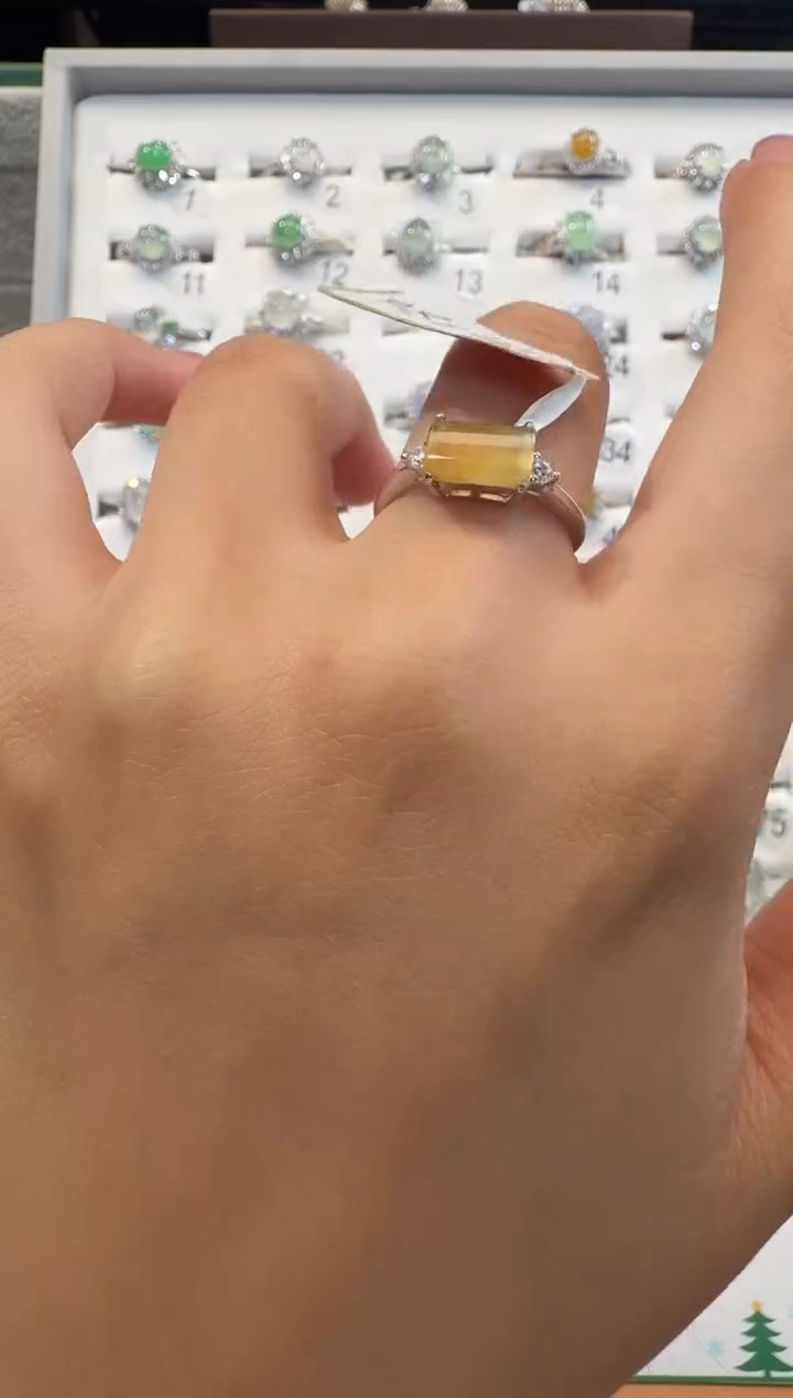 银S925镶嵌戒指翡翠925银镶翡翠戒指镶嵌41