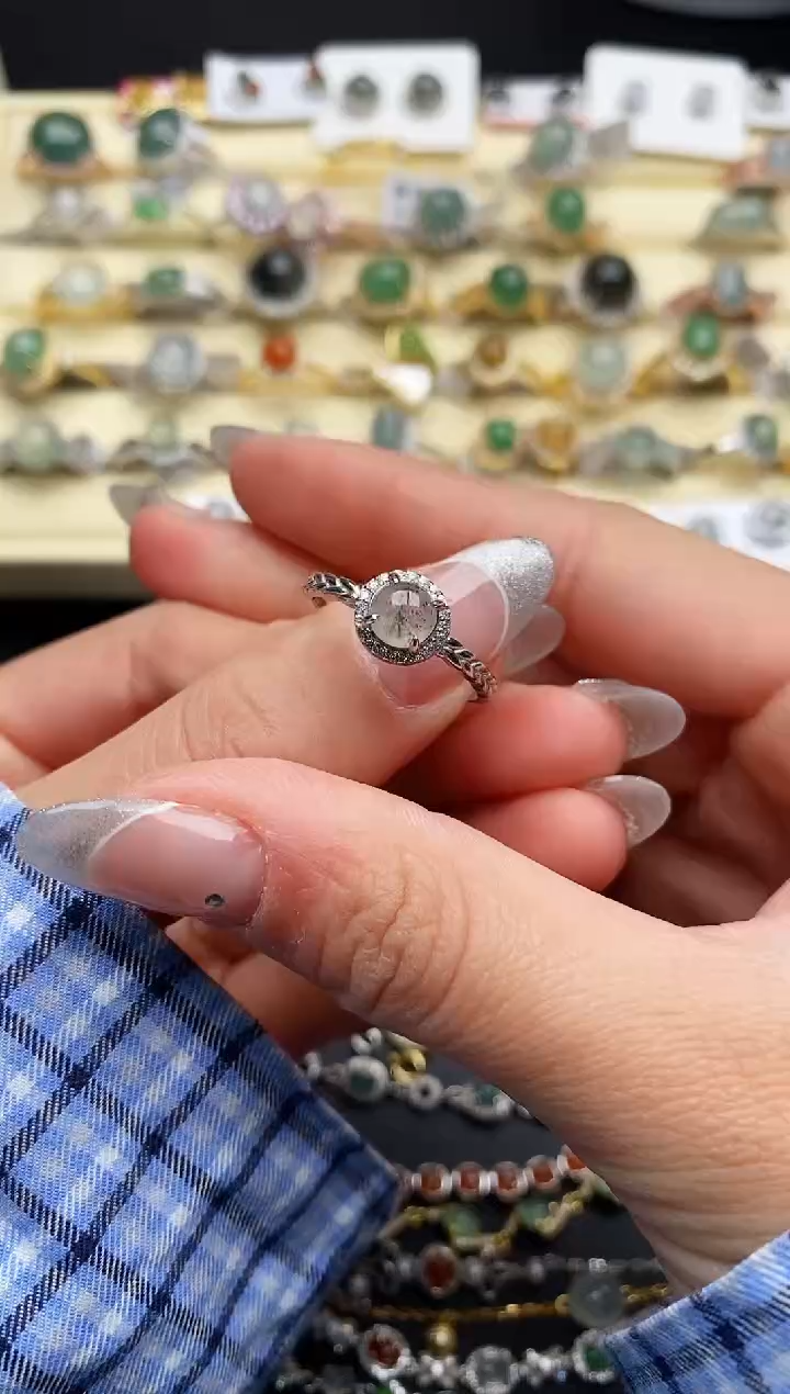 【闪购商品】翡翠戒指银S925镶嵌333333333+2