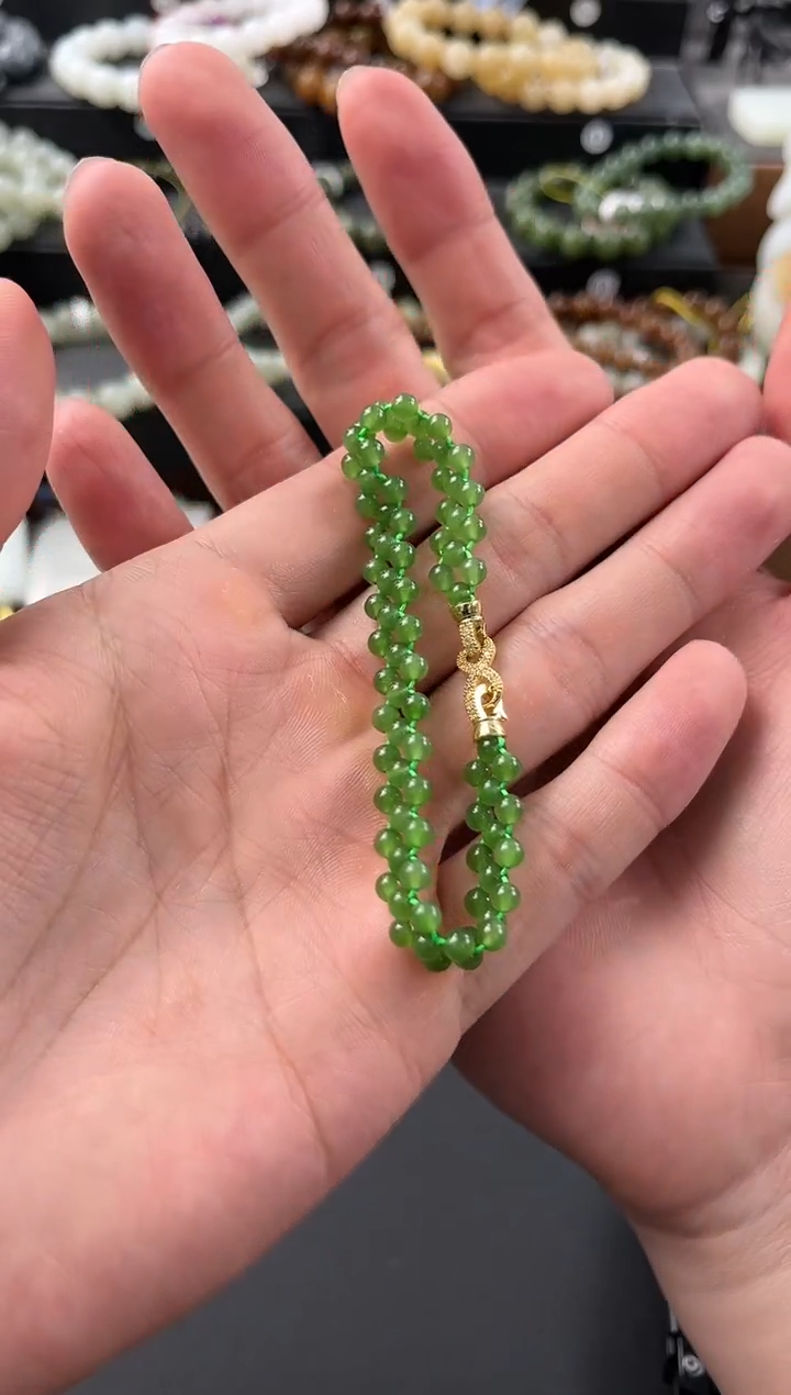 手链未镶嵌和田玉俄碧手链卡4微色差