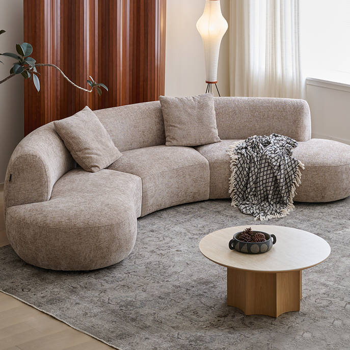 库里南家居【大促】弦月沙发中古风弧形模块组合沙发侘寂风别墅布艺