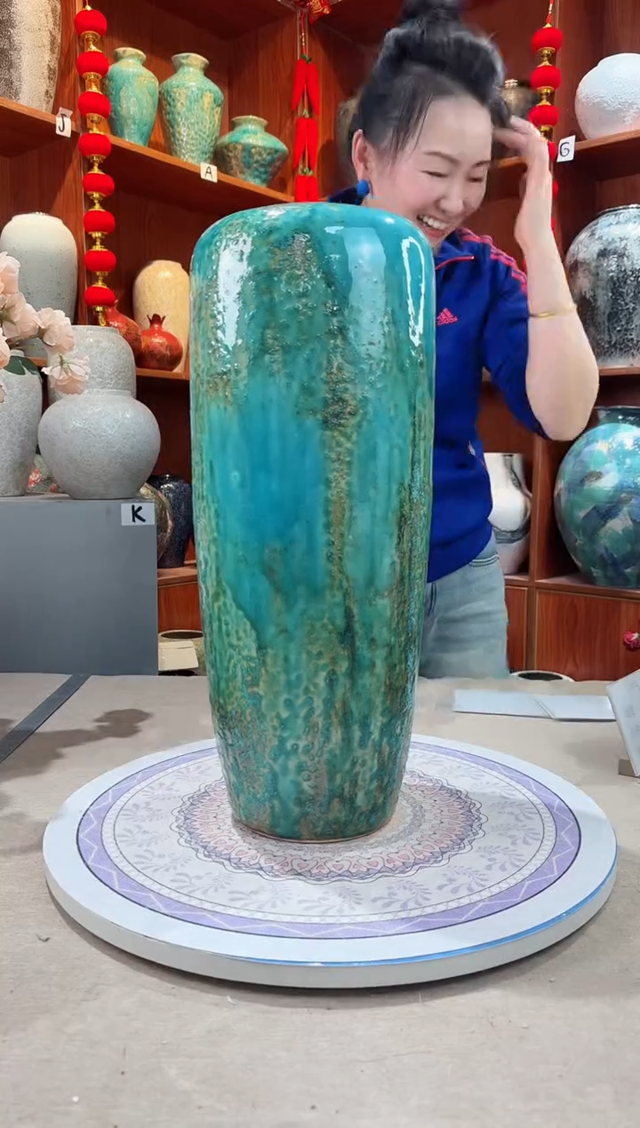 【闪购商品】瓶陶瓷花瓶 无花 草原绿落地60cm