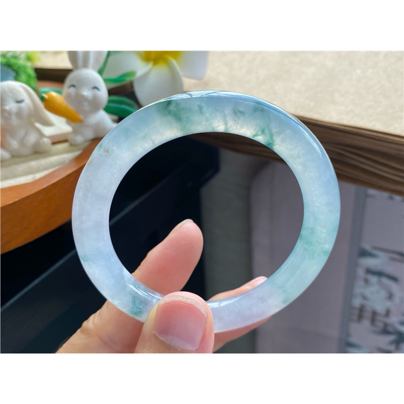 天然翡翠10.03批冰飘花果冻圆条8877号52-8.4-9.1 一天然翡翠手镯