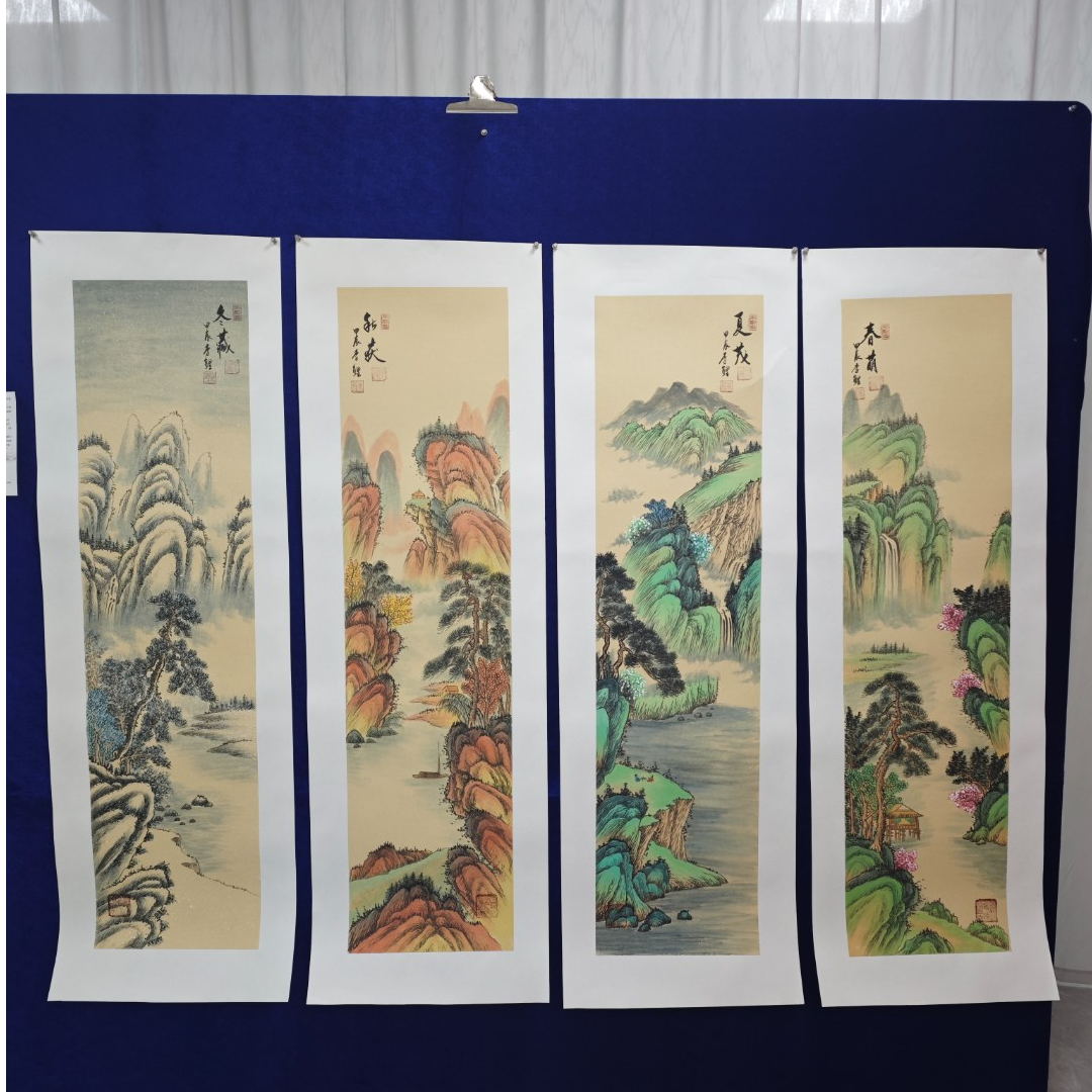 春夏秋冬仿古李鲤手绘作品画芯尺寸138cm*34cm