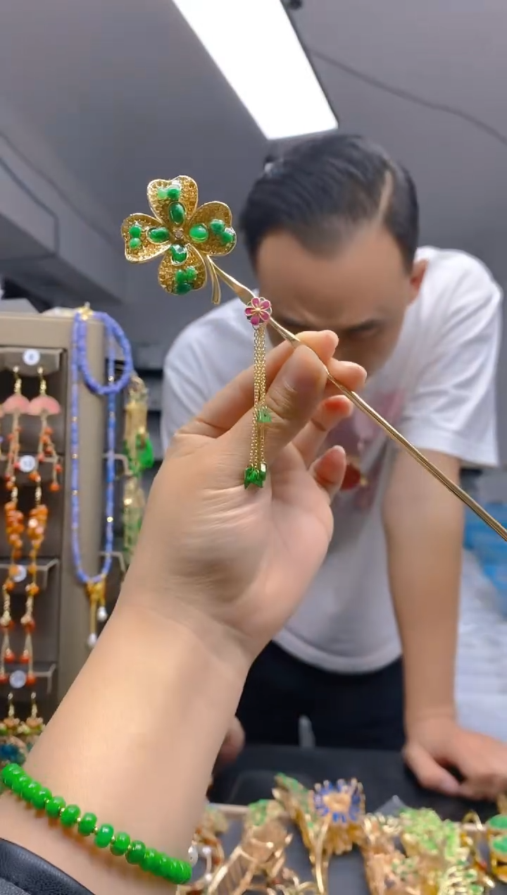 【闪购商品】翡翠耳饰合金0240翡翠发簪