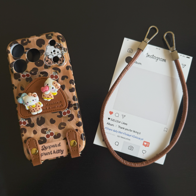 可爱豹纹KT菲林软壳适用苹果17promax手机壳16华为vivo小米15oppo