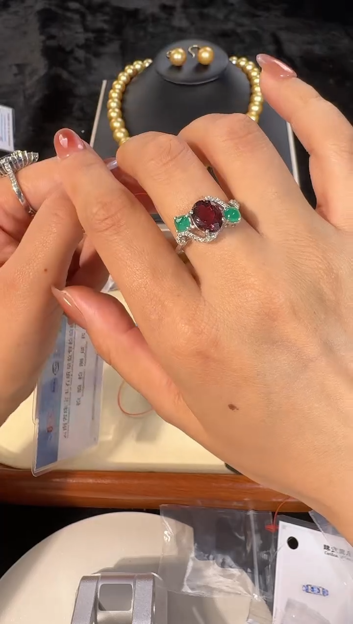 【闪购商品】碧玺戒指银S925镶嵌戒指