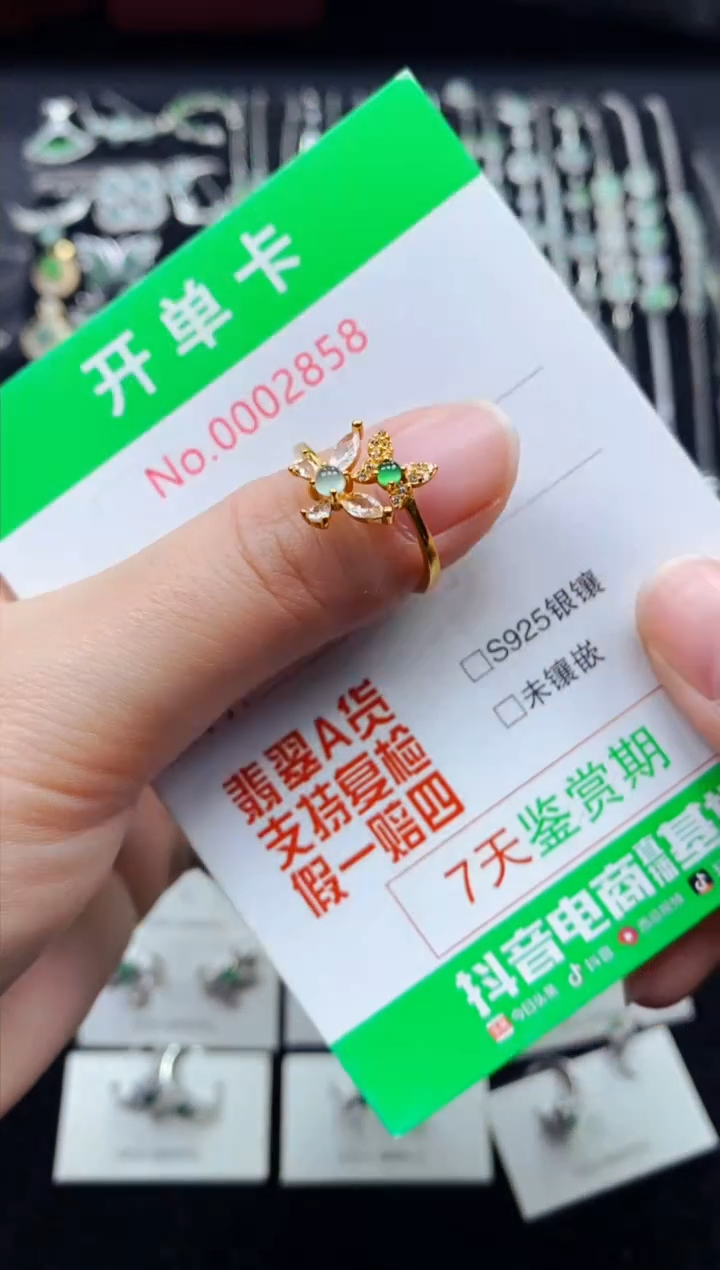【闪购商品】翡翠戒指银S925镶嵌2858