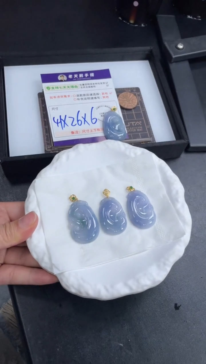 【闪购商品】翡翠挂件18K金镶嵌如意FL24配绳/多样性发其一CP