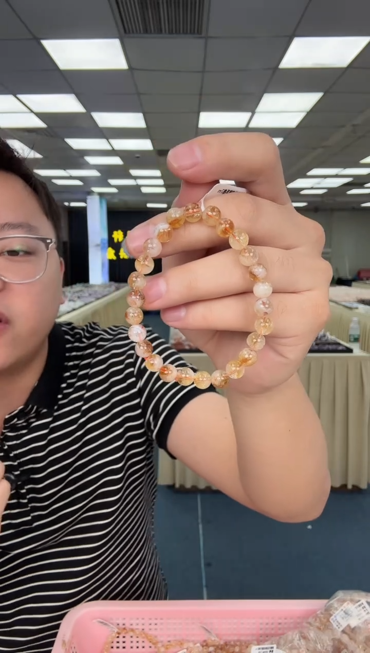 水晶手串未镶嵌蜂蜜奶盖黄啊塞手串7m