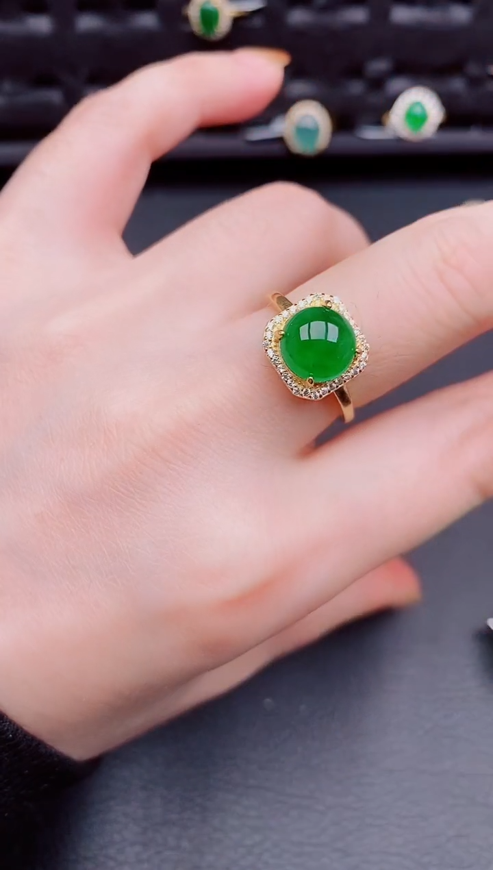 【闪购商品】翡翠戒指银S925镶嵌天然a货翡翠305