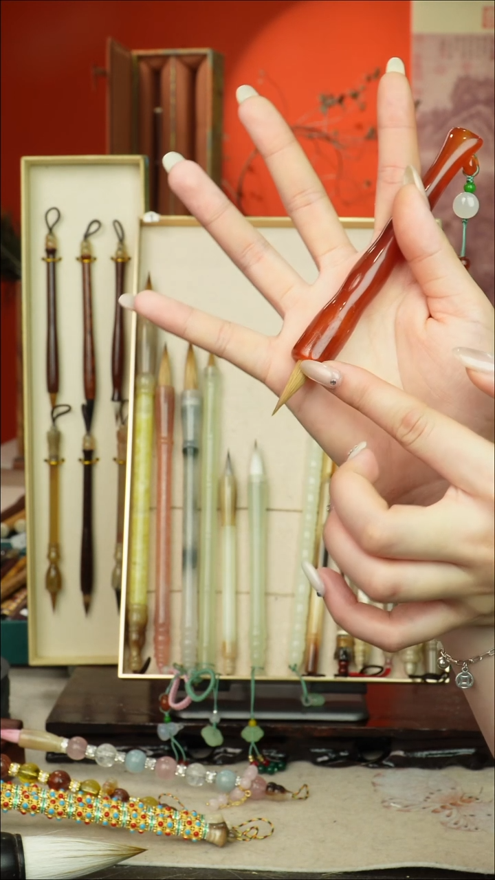 215号闪孤品高货毛笔链接 清水试笔 蘸墨不退