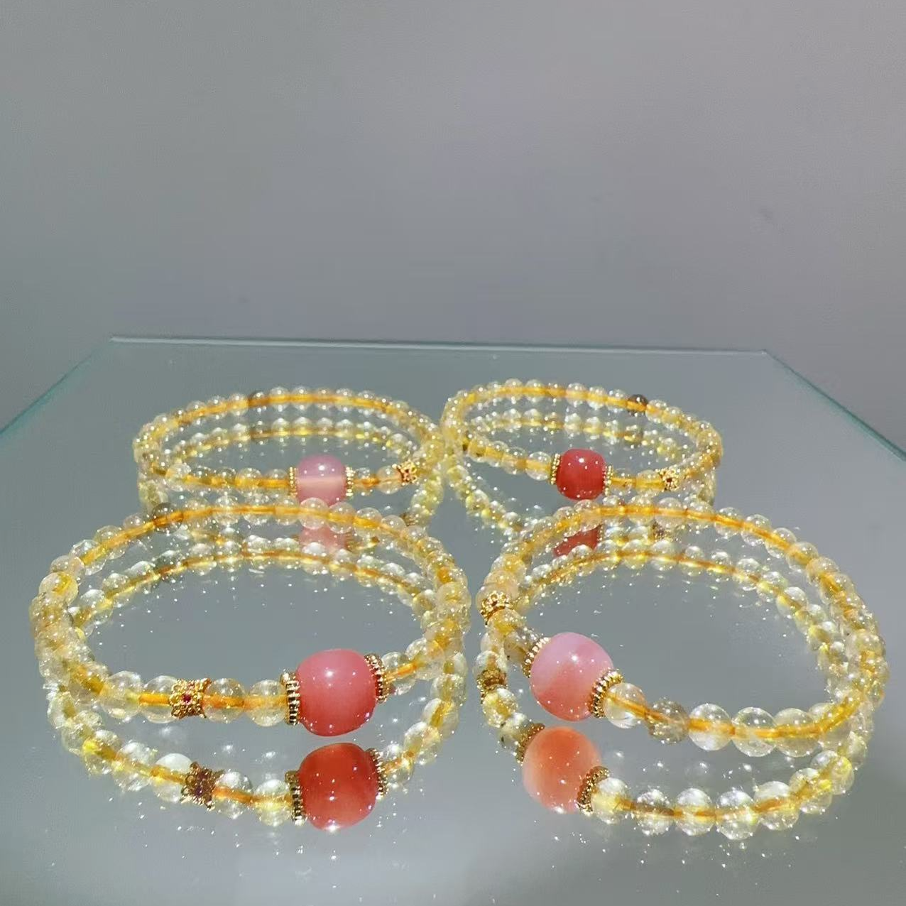 硕夏天然金发晶5-6mm设计款手链多样性发其一SX01254